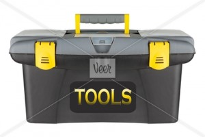 Professional yellow toolbox isolated on a white background